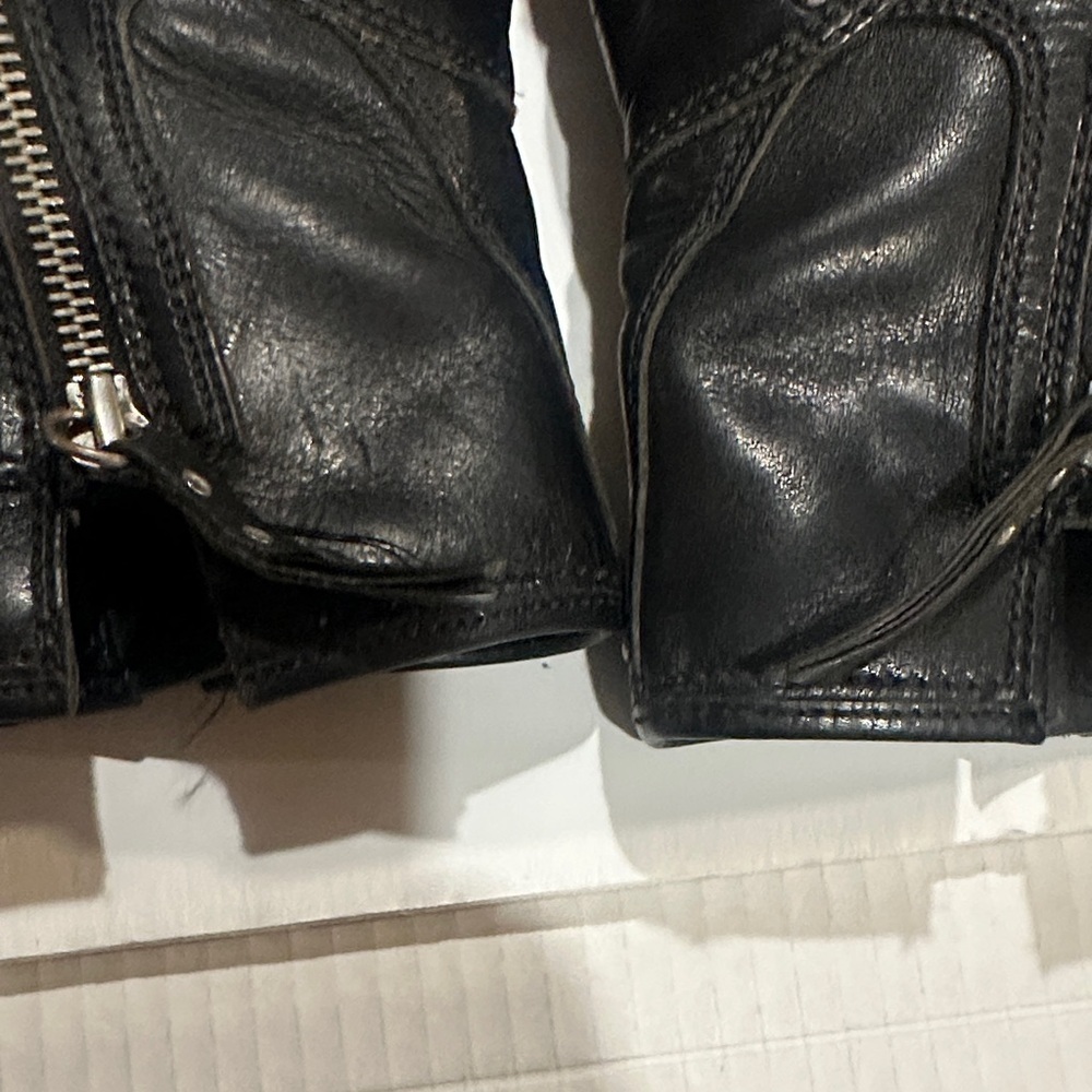 UGG Black Leather Fabrizia biker ankle booties side zipper 2 side belt buckles - Picture 9 of 16